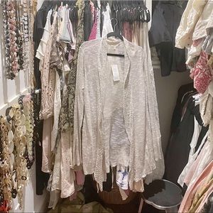 Gorgeous Eileen Fisher Ribbed Karma Air V-Neck Cardigan with Ruffle - NWT